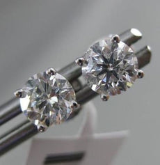 ESTATE .93CT ROUND DIAMOND 14KT WHITE GOLD SOLITAIRE 4 PRONG SCREW BACK EARRINGS