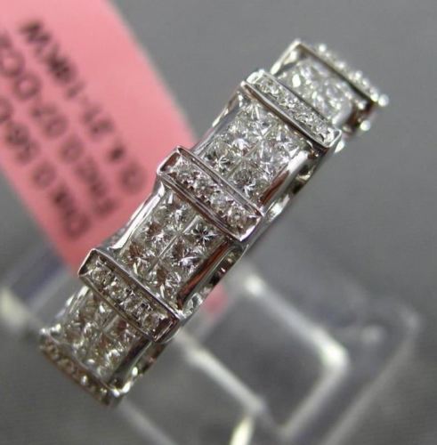 ESTATE .63CT PRINCESS & ROUND DIAMOND 18K WHITE GOLD 3D WEDDING ANNIVERSARY RING