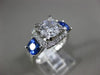 ESTATE LARGE 2.42CT DIAMOND & AAA SAPPHIRE 14K WHITE GOLD SQUARE ENGAGEMENT RING
