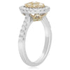 ESTATE .93CT WHITE & FANCY YELLOW DIAMOND 14K 2 TONE GOLD OVAL CLUSTER LOVE RING