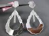 ESTATE LARGE .35CT DIAMOND 14KT WHITE GOLD TEAR DROP HAMMERED HANGING EARRINGS