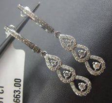 ESTATE .61CT DIAMOND 14K WHITE GOLD 3D TEAR DROP JOURNEY HUGGIE HANGING EARRINGS