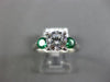 ESTATE 1.35CT DIAMOND & AAA EMERALD 14KT WHITE GOLD THREE STONE ENGAGEMENT RING