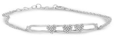 ESTATE .14CT DIAMOND 14KT WHITE GOLD 3D SLIDING TRIPLE HEART LOVE FUN BRACELET