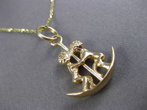 ESTATE 14KT YELLOW GOLD 3D LOVE SEE SAW PENDANT & CHAIN PERFECT GIFT!  #23812