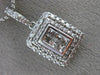 ESTATE LARGE 1CT DIAMOND 14K WHITE GOLD RECTANGULAR FILIGREE DOUBLE HALO PENDANT