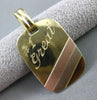 ESTATE LARGE 14KT WHITE YELLOW & ROSE GOLD 3D ENGRAVABLE DOG TAG PENDANT #24988