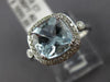 ESTATE 2.08CT DIAMOND & AAA AQUAMARINE 14KT WHITE GOLD 3D SQUARE ENGAGEMENT RING