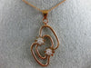 ESTATE LARGE .45CT DIAMOND 18KT ROSE GOLD 3D DOUBLE FLOWER FLOATING FUN PENDANT