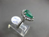 ESTATE WIDE 3.07CT DIAMOND & EMERALD PLATINUM 3D PEAR SHAPE HALO ENGAGEMENT RING