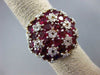 ESTATE EXTRA LARGE 6.50CT DIAMOND & AAA RUBY 14K YELLOW GOLD FLOWER RING#22260