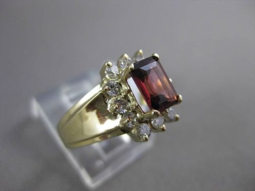 ESTATE 1.65CT DIAMOND & AAA TOURMALINE 14KT YELLOW GOLD SQUARE CUT CLUSTER RING