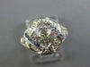 ANTIQUE LARGE 1.28CT OLD MINE DIAMOND SAPPHIRE PLATINUM FILIGREE ENGAGEMENT RING