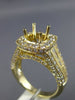 LARGE 1.52CT DIAMOND 14KT YELLOW GOLD 3D SQUARE HALO SEMI MOUNT ENGAGEMENT RING