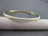 ESTATE 1.71CT DIAMOND 14KT YELLOW GOLD 3mm CLASSIC THREE ROW PAVE BANGLE F/G VS