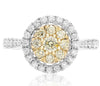 ESTATE .85CT WHITE & FANCY YELLOW DIAMOND 14KT WHITE GOLD ROUND ANNIVERSARY RING