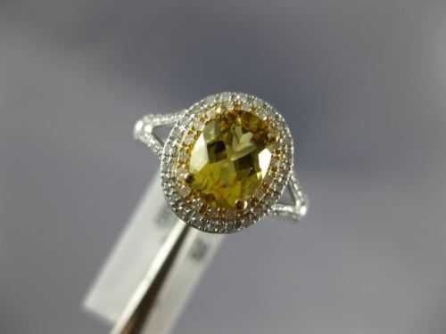 1.60CT DIAMOND & AAA YELLOW TOPAZ 14KT 2 TONE GOLD 3D OVAL HALO ENGAGEMENT RING