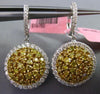 ESTATE LARGE 3.03CT INTENSE FANCY YELLOW DIAMOND 18K GOLD ROUND HANGING EARRINGS