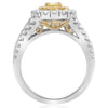 ESTATE LARGE 1.57CT WHITE & FANCY YELLOW DIAMOND 18K 2 TONE GOLD ENGAGEMENT RING