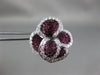 ESTATE LARGE 4.35CT DIAMOND & AAA RUBY 18K WHITE GOLD 3D HALO FLOWER EARRINGS
