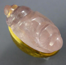 ANTIQUE MASSIVE 50.0CT AAA PINK QUARTZ 18K YELLOW GOLD 3D HANDCRAFTED LUCKY RING