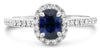 ESTATE 1.49CT DIAMOND & AAA SAPPHIRE 18K WHITE GOLD CLASSIC HALO ENGAGEMENT RING