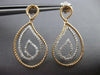 ESTATE .53CT DIAMOND 18KT 2 TONE GOLD 3D CLASSIC TEAR DROP LOVE HANGING EARRINGS