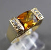 ESTATE LARGE 1.79CT DIAMOND & EXTRA FACET CITRINE 14KT YELLOW GOLD TENSION RING