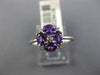 ESTATE .65CT DIAMOND & AAA OVAL AMETHYST 14KT WHITE GOLD SQUARE FLOWER LOVE RING