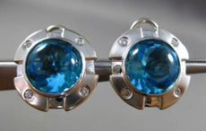 8.14CT DIAMOND & AAA CABOCHON BLUE TOPAZ 14KT WHITE GOLD CLIP ON EARRINGS #27646