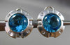 8.14CT DIAMOND & AAA CABOCHON BLUE TOPAZ 14KT WHITE GOLD CLIP ON EARRINGS #27646