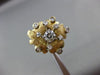 ANTIQUE LARGE .83CT ROUND OLD MINE DIAMOND 14KT WHITE & YELLOW GOLD FLOWER RING