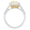 ESTATE .92CT WHITE & FANCY YELLOW DIAMOND 18K TWO TONE GOLD HALO ENGAGEMENT RING