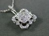 ESTATE .29CT DIAMOND 14KT WHITE GOLD 3D SQUARE HALO FLOWER FLOATING PENDANT