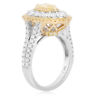 ESTATE LARGE 2.25CT WHITE & FANCY YELLOW DIAMOND 18KT GOLD HALO ENGAGEMENT RING