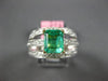 ESTATE LARGE 1.38CT DIAMOND & AAA EMERALD 18KT WHITE GOLD SQUARE ENGAGEMENT RING