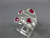 ESTATE LARGE 1.09CT DIAMOND & AAA RUBY 14K WHITE GOLD MULTI ROW ANNIVERSARY RING
