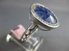 ESTATE LARGE 5.52CT DIAMOND & AAA SODALITE 14K WHITE GOLD 3D FILIGREE HALO RING