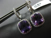 ESTATE LARGE 14.75CT DIAMOND & AMETHYST 18KT WHITE GOLD SQUARE HANGING EARRINGS