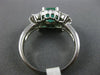 ESTATE 1.39CT ROUND BAGUETTE DIAMOND & AAA EMERALD PLATINUM ENGAGEMENT RING F/G