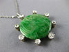 ANTIQUE LARGE 1.12CT DIAMOND & AAA JADE 18KT WHITE GOLD & PLATINUM BIRD PENDANT