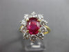 ESTATE LARGE 3.8CT DIAMOND & AAA RUBY 18K YELLOW GOLD & PLATINUM ENGAGEMENT RING