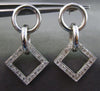 ESTATE .46CT DIAMOND 14K WHITE GOLD 3D CIRCLE & SQUARE HANGING EARRINGS F/G VSSI