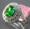 ESTATE 1.20CT DIAMOND & AAA EMERALD 18KT 2 TONE GOLD DOUBLE HALO ENGAGEMENT RING