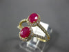ESTATE WIDE 1.22CT DIAMOND & AAA RUBY 14KT YELLOW GOLD 3D DOUBLE HALO LOVE RING