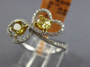 ESTATE 1.03CT WHITE & FANCY YELLOW DIAMOND 14KT 2 TONE GOLD 3D DOUBLE HEART RING