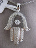 ESTATE LARGE .50CT DIAMOND 14KT WHITE GOLD 3D SOLITAIRE FLOATING CHAMSA PENDANT