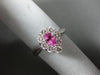 ESTATE 1.08CT DIAMOND & AAA PINK SAPPHIRE 18KT WHITE GOLD HALO ENGAGEMENT RING