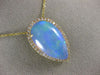 LARGE 7.87CT DIAMOND & AAA OPAL 14KT YELLOW GOLD 3D FILIGREE TEAR DROP PENDANT
