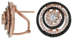 ESTATE 1.90CT WHITE & BLACK DIAMOND 14KT ROSE GOLD 3D MULTI ROW CLIP ON EARRINGS
